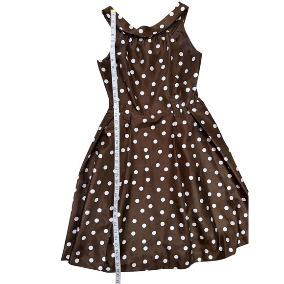 Jessica Howard Brown Polka Dot Halter Neck Fit Flare Dress Size 6 - Picture 6 of 6